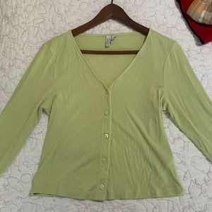 EUC & Other Stories Lime Chartreuse Green Slim Fit Cardigan - Size M